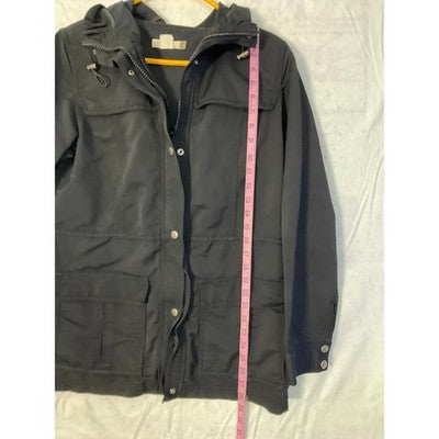 J.Crew Field Jacket Women Medium Black Utility Hooded Canvas Anorak Coat