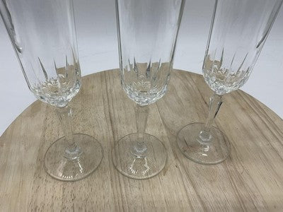 Unmarked Clear Geometric Champagne Glasses Set Of 3 Flutes Bar Decor Modern