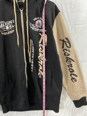 Riskrole Tracksuit Mens XL Black Tan Fleece Hoodie Joggers Nautical 2 Piece Set