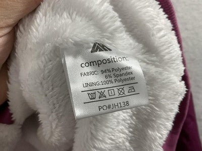 Hoodie Jacket Womens XL Pink Geometric Full Zip Sherpa Lined Fleece Hooded Cozy