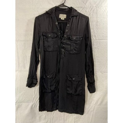 Denim & Supply Ralph Lauren Shirt Dress Womens XS Black Lace Up Utility Safari