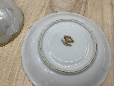 Royal Sealy China Green Luster Tea Cup Saucer Gold Scrollwork Rococo VTG Rare