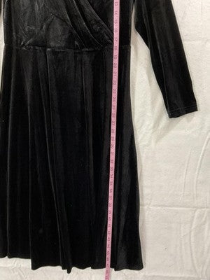 Berylove Dress Womens XXL Black Velvet Wrap Long Sleeve Midi Cocktail Party New