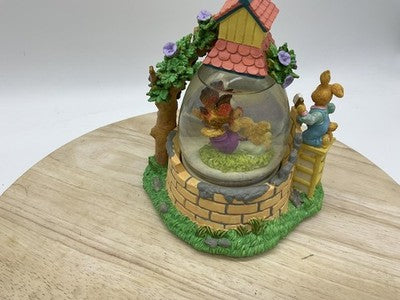 Easter Animated Musical Waterball Bunnies Chicks Eggs Rotating Decor Multicolor