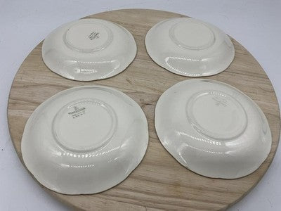 Homer Laughlin Dessert Bowls Set 4 White Gold Courting Couple USA Scene Vintage