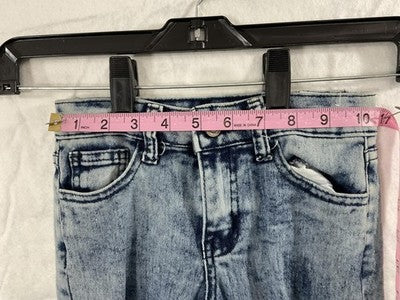 AQ Jeans Jeans Girls 6 Blue Denim Skinny Ruffle Distressed Adjustable Waist