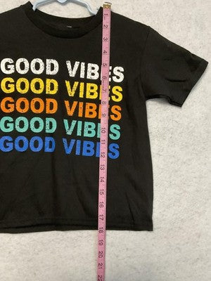 Popular Sports Shirt Unisex Kids 6 Black Good Vibes Short Sleeve Graphic T-Shirt