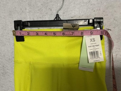 Adidas Leggings Womens XS Acid Yellow 7/8 Tight High Rise Ribbed Training GT6256