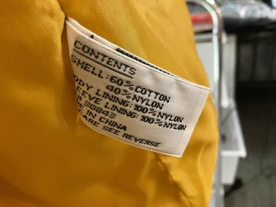 Larry Levine Jacket Womens Medium Yellow Twill Parka Zip Pockets Drawstring