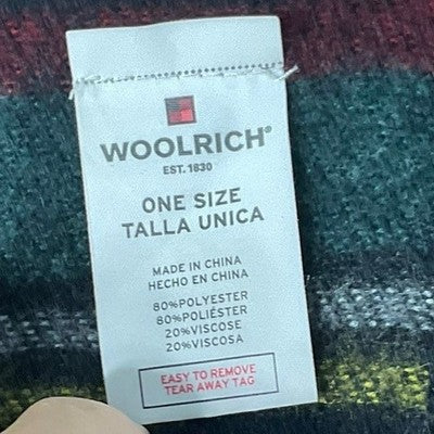 Woolrich Poncho Wrap Women One Size Black Multi Plaid Open Front Whipstitch Wrap