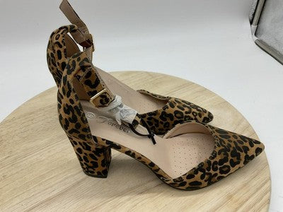 Forever Shoes Womens Size 6 Brown Leopard D'Orsay Ankle Strap Pumps SONGFUL-6