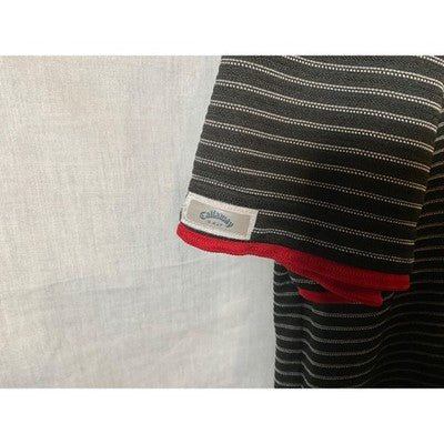 Callaway X Series Golf Polo XL, Striped Black/White/Red, 100% Polyester Casual