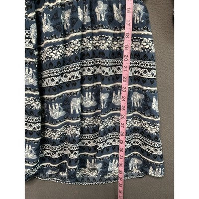Rue 21 Dress Medium Elephant Print Roll Tab Sleeves Elastic Waist Safari