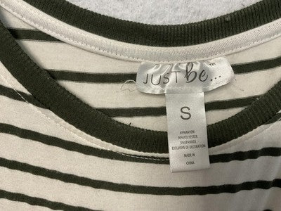 Just Be Dress Womens Small White Green Striped Sleeveless Knot Front Casual Tank
