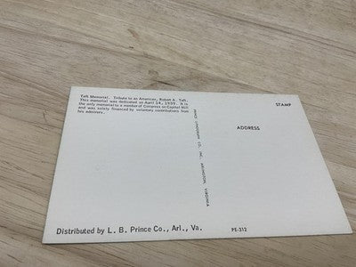 Vintage Taft Memorial Washington D.C. Prince Lithograph Postcard 5.5x3.5 In
