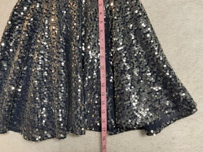 Rachel Rachel Roy Skirt Womens 4 Silver Sequin Skater Short Elastic Waist Party