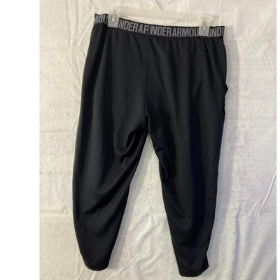 Under Armour Capri Pants UNISEX MED Black Elastic Waist Pockets Athletic Pant
