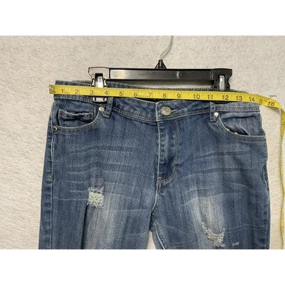 STS Blue Jeans Womens 9/29 Blue Distressed Skinny Raw Hem Stretch Streetwear