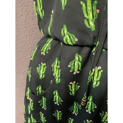 AS U WISH Cactus Succulent Plants Print Sleeveless Romper Small Womens