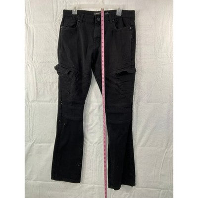 Legendary Status Cargo Pants Mens 35 Black Moto Ribbed Grunge Streetwear Utility