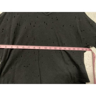 Poof Shirt Bodysuit Womens Medium Black Cold Shoulder Distressed Long Sleeve