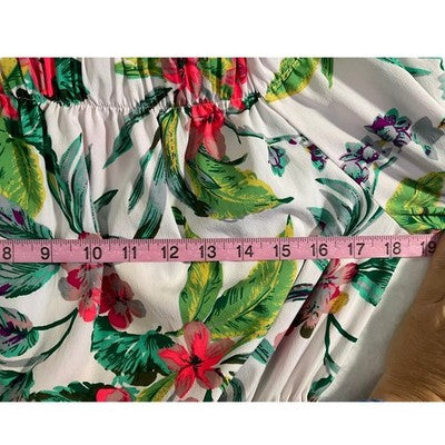 Hit of Blush Tropical Floral Mini Dress Women XL White Pink Off The Shoulder