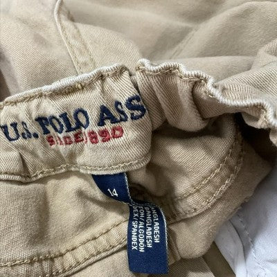 U.S. Polo Assn Pants Boys 14 Beige Khaki Twill Adjustable Waist Casual Pockets