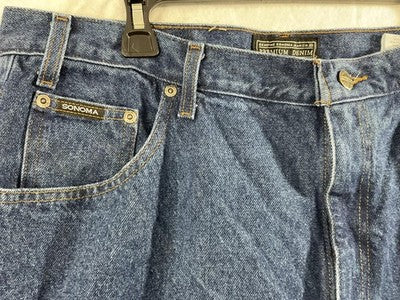 VTG Sonoma Jeans Mens 40x34 Blue Premium Denim Loose Relaxed Fit Straight Leg