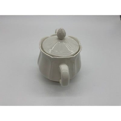 Vintage Sugar Bowl Unisex OS White Scalloped Ceramic Lidded Tea Service