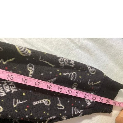 Jammies For Your Families Union Suit Women XL Black Happy New Year Fleece PJs