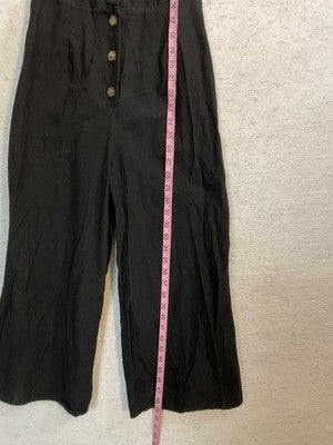 Sienna Sky Jumpsuit Womens Small Black Sleeveless V Neck Button Front Wide Leg