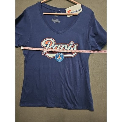 Paris Saint-Germain PSG Tee Fanatics Womens Large Blue Cotton Soccer NWT
