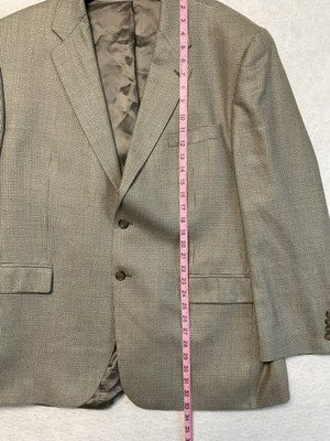 CHAPS Ralph Lauren Sport Coat Men 46 Beige Silk Wool Tweed Check Lined