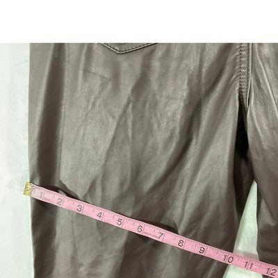 Time and Tru Faux Leather Pants Womens 12 Burgundy Straight Leg High Rise New