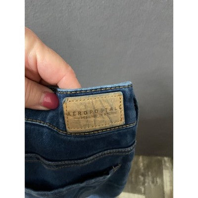 Aeropostale Women's Jeans 0 Reg High Waisted Skinny Blue Denim Stretch Casual