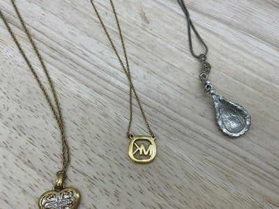 Lot 3 Mixed Brand Necklaces Gold Tone Heart Cross MK Teardrop Womens Jewelry