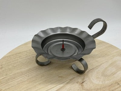 Rustic Metal Scroll Candle Holder Plate Stand Gray Home Table Centerpiece Decor