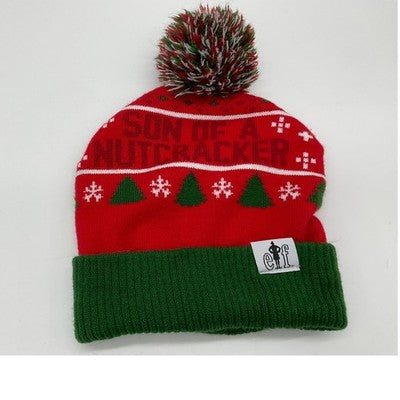 Elf Movie Beanie Hat Adult One Size Red Green Son of a Nutcracker Christmas Pom