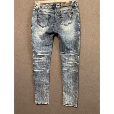 Premiere Rue 21 Blue Skinny Jeans 5/6R Distressed Ripped Curvy Fit