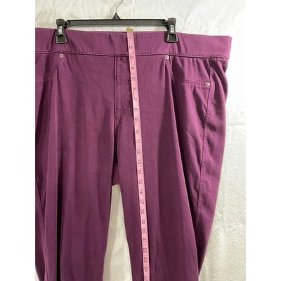 Venezia Pull On Pants Womens 24 Purple Stretch Tapered Lane Bryant Trousers