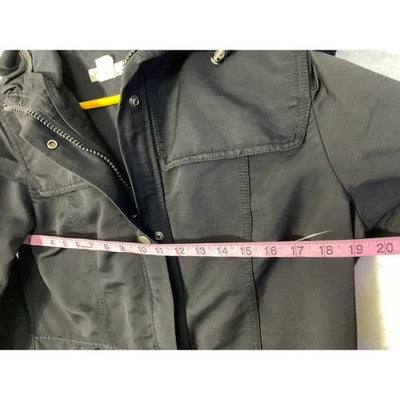 J.Crew Field Jacket Women Medium Black Utility Hooded Canvas Anorak Coat