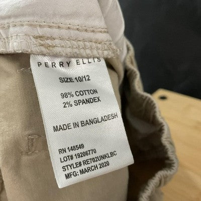 Perry Ellis Pants Unisex Kids 10-12 Beige School Uniform Jogger Twill Stretch