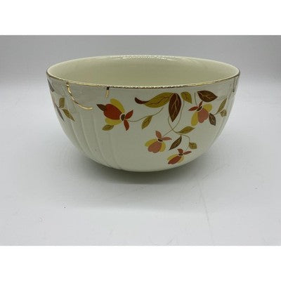 Vintage Hall's Superior Mixing Bowl Autumn Leaf Floral Gold Trim Jewel Tea Gilt