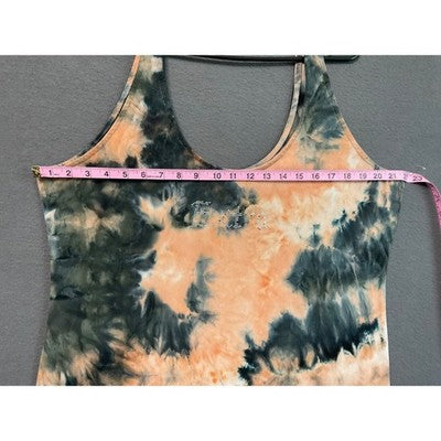 Rue 21 "Exotic" Tie Dye Ribbed Tank Dress 2X Sleeveless Rhinestone Graphic Y2K