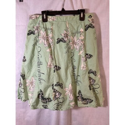 Ann Taylor LOFT 8P Petite Cotton Skirt, Butterfly Floral, Lined, Cute Spring