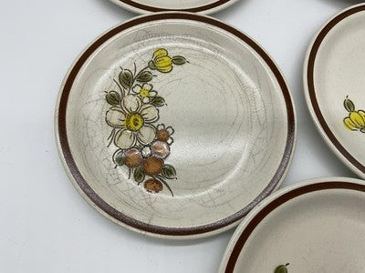 Vintage Woodhaven Collection Sunnybrook Bread Plates Set Of 5 Floral Stoneware