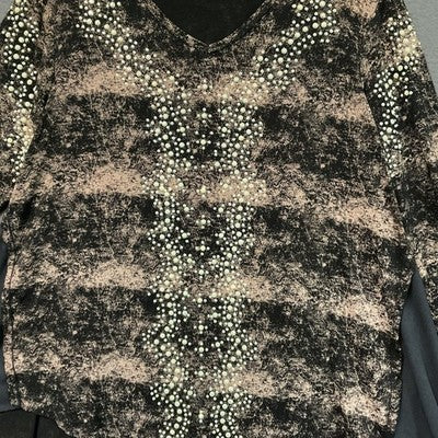 Voice of California Shirt Womens 1XL Embellished Layered Long Sleeve Top