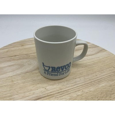 Vintage Revco Pharmacy Coffee Mug Cup White Blue Logo A Friend For Life Promo