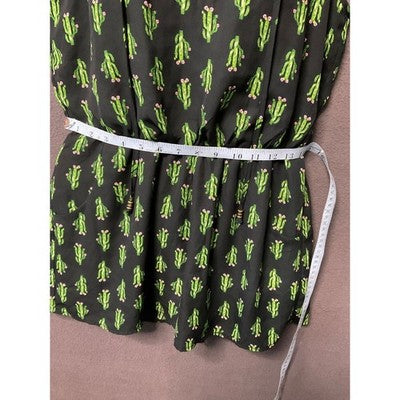 AS U WISH Cactus Succulent Plants Print Sleeveless Romper Small Womens