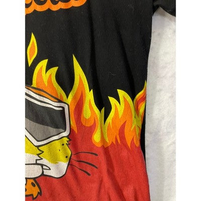 Cheetos Flamin Hot Graphic T-Shirt Mens Large Black Chester Cheetah Flame Tee